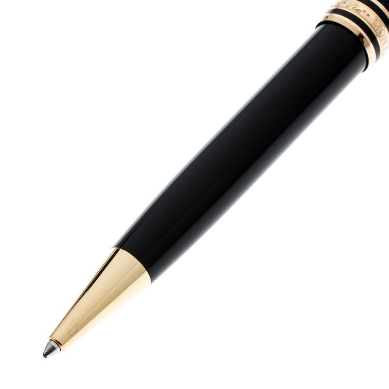 Men's Montblanc Black Meisterstuck Resin Gold Tone Ballpoint Pen