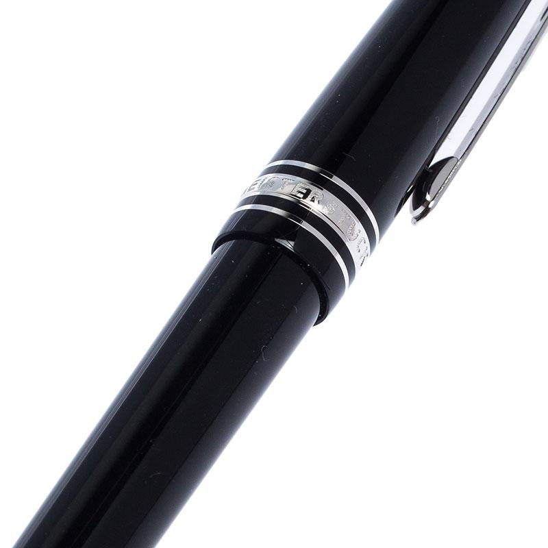 Montblanc Black Meisterstuck Resin Silver Tone Ballpoint Pen In Excellent Condition In Dubai, Al Qouz 2