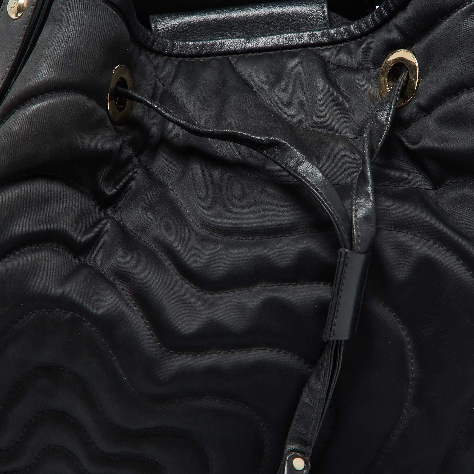 Montblanc Black Nylon and Leather Starisma Dalila Drawstring Bag For Sale 1