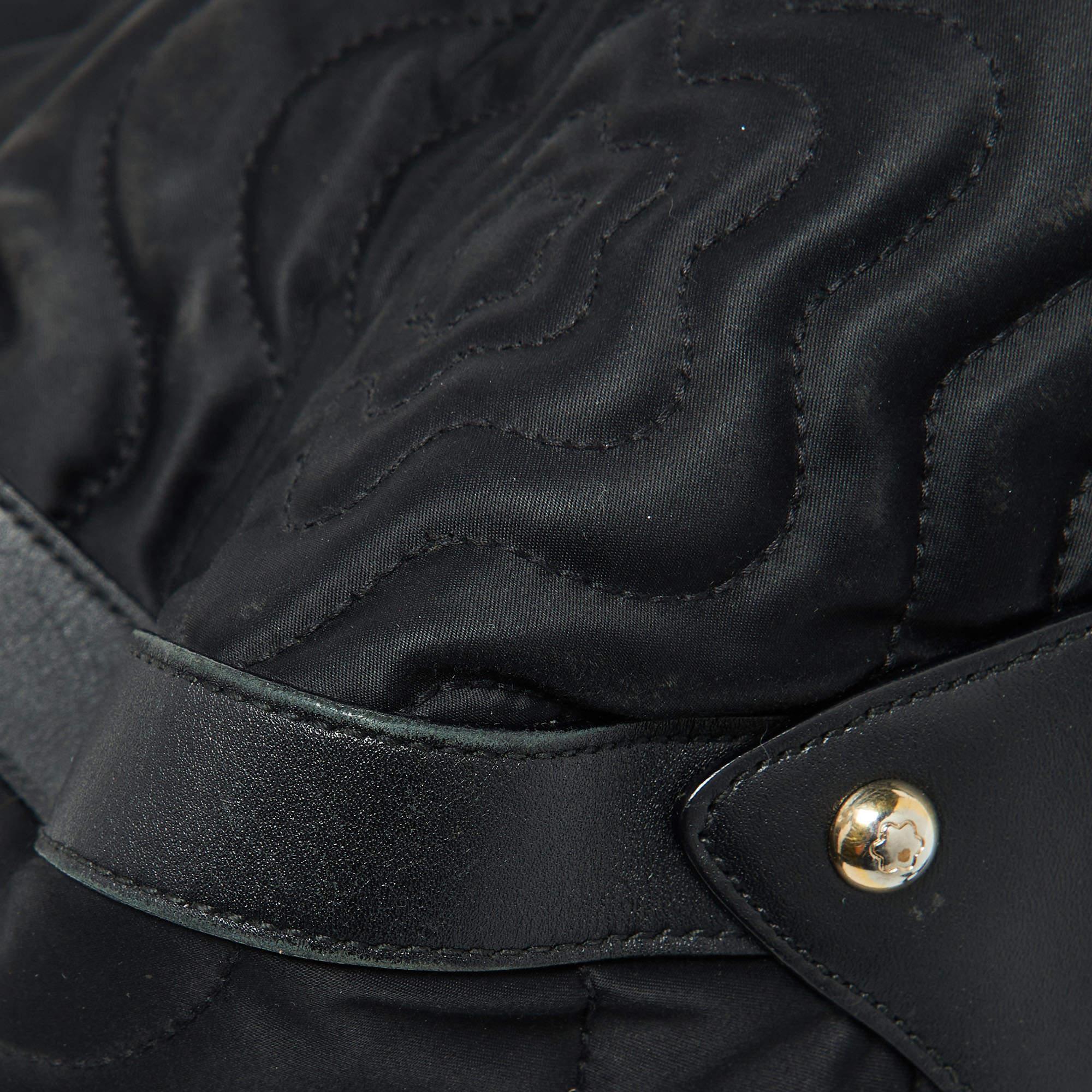Montblanc Black Nylon and Leather Starisma Dalila Drawstring Bag For Sale 4