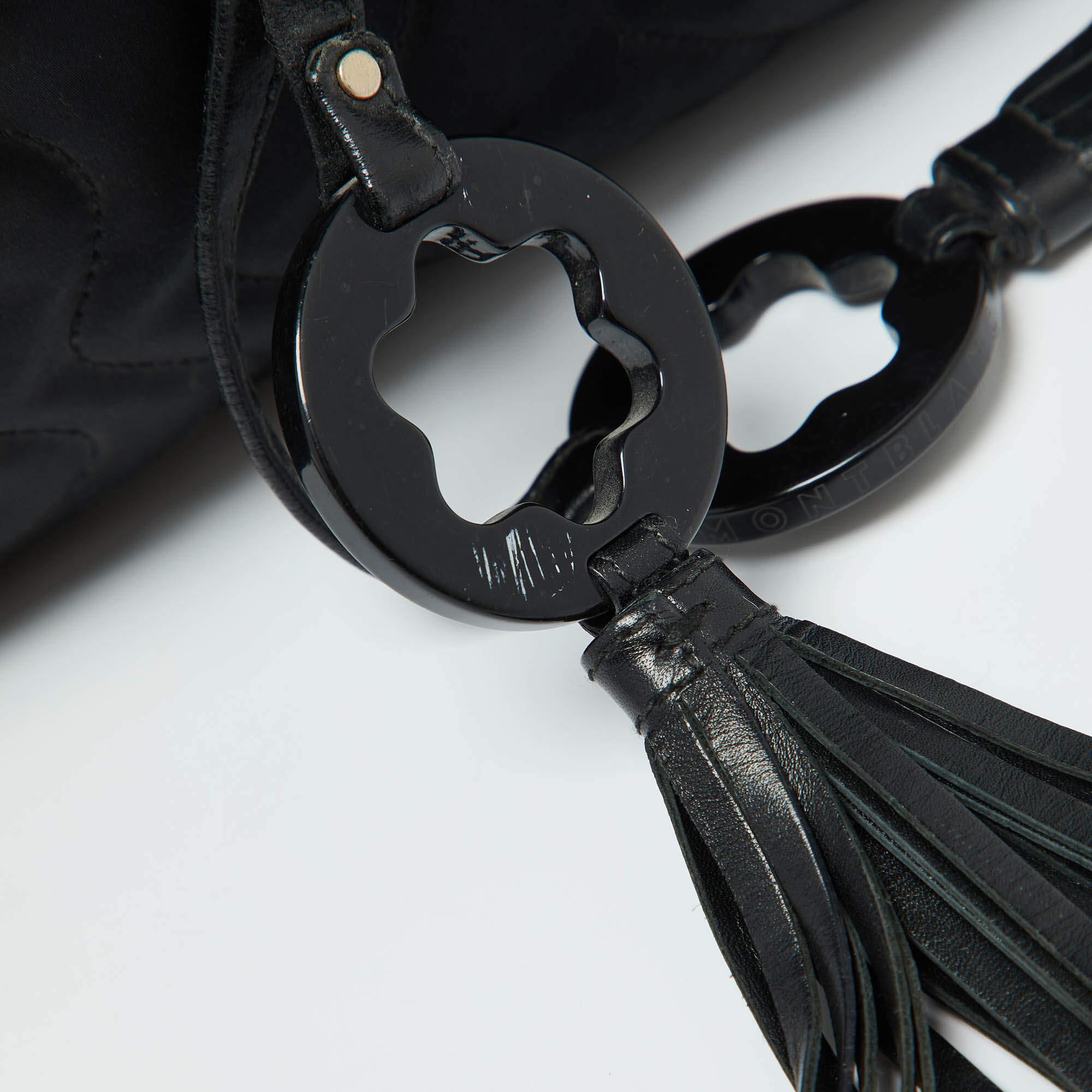 Montblanc Black Nylon and Leather Starisma Dalila Drawstring Bag For Sale 5