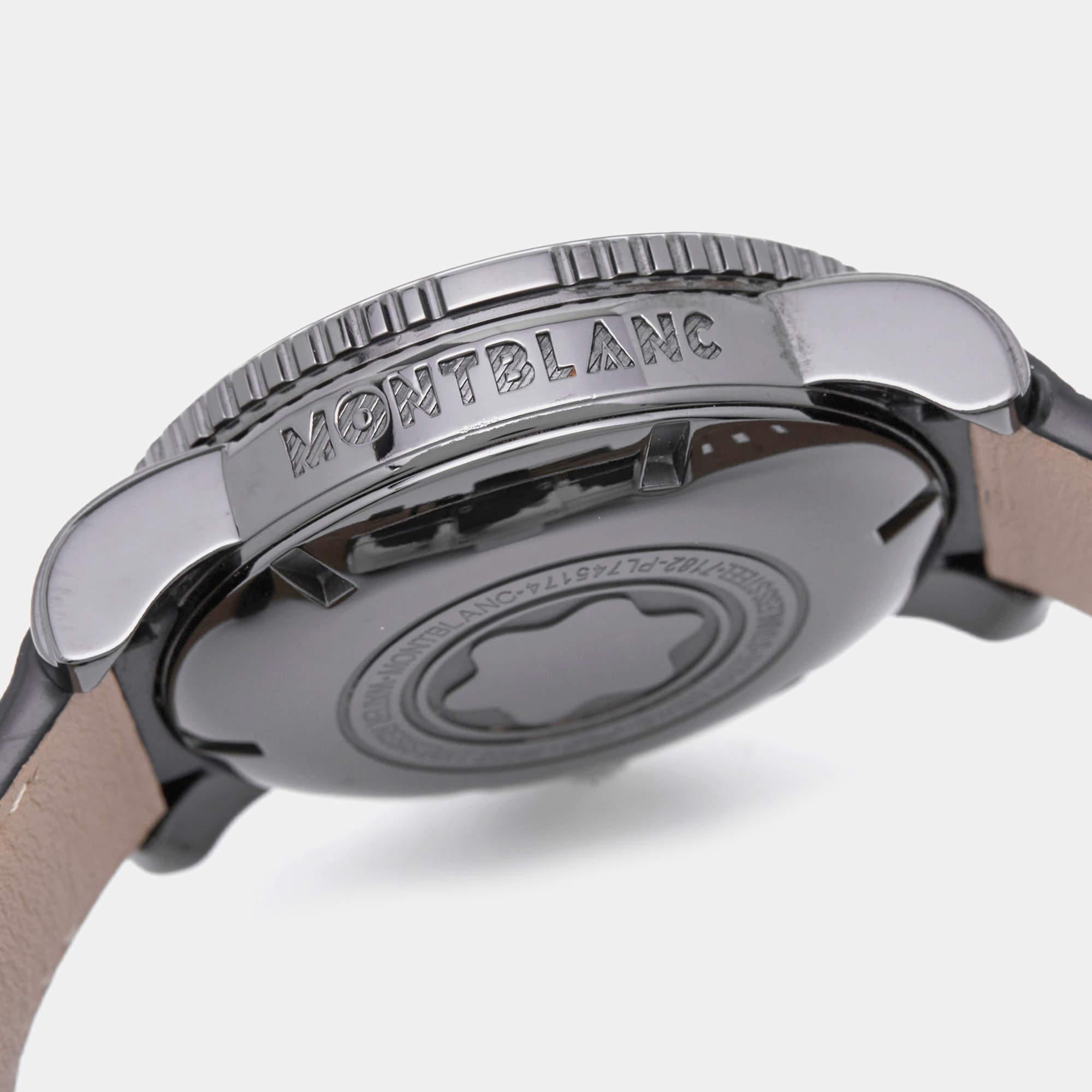 Montblanc Black PVD Coated Alligator Leather Sport 104279 Men's Wristwatch 44 mm 3