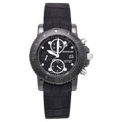 Used Montblanc Black PVD Coated Alligator Leather Sport 104279 Men's Wristwatch 44 mm