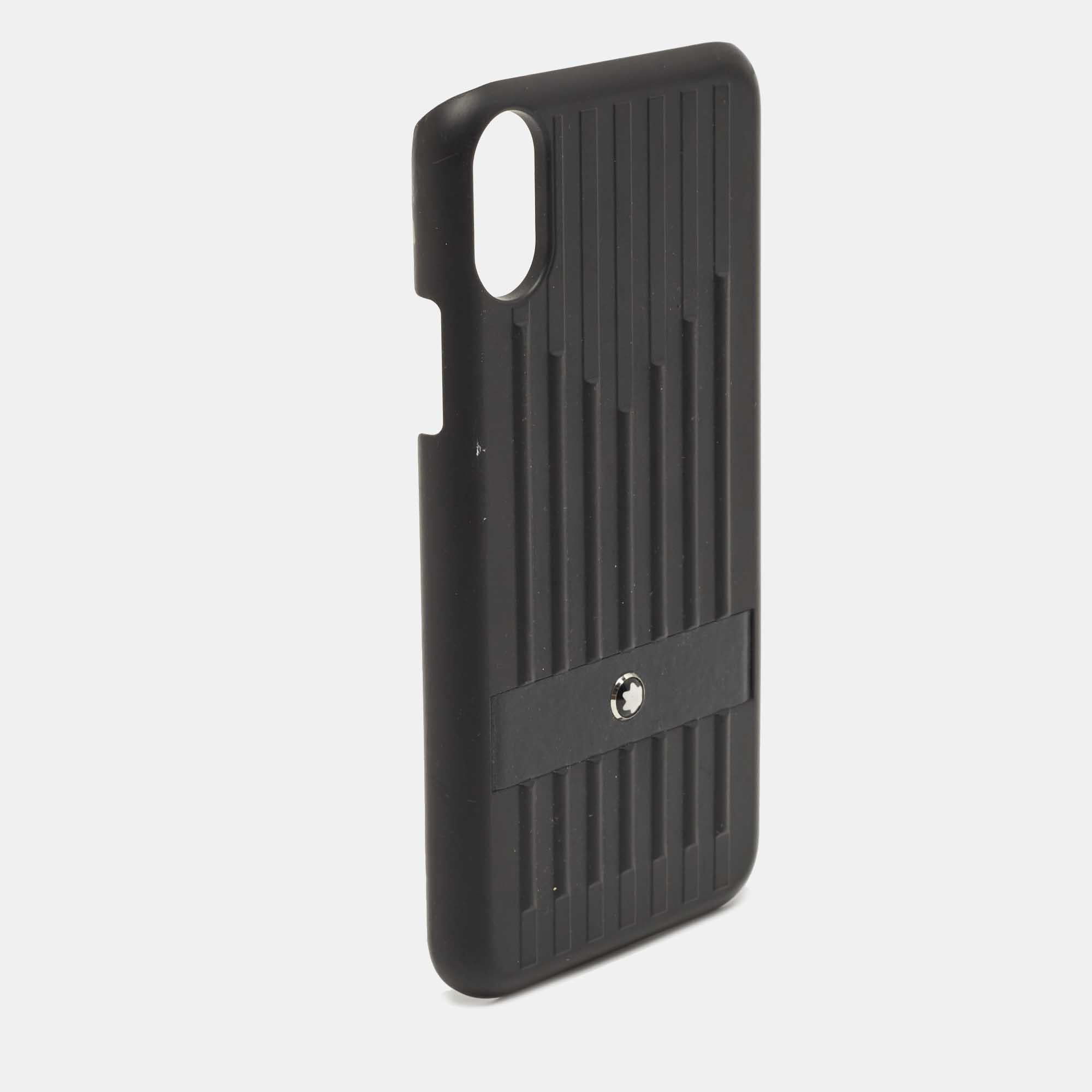 Montblanc Black Sartorial Hard Shell Leather Phone Case IPhone X In Good Condition For Sale In Dubai, Al Qouz 2