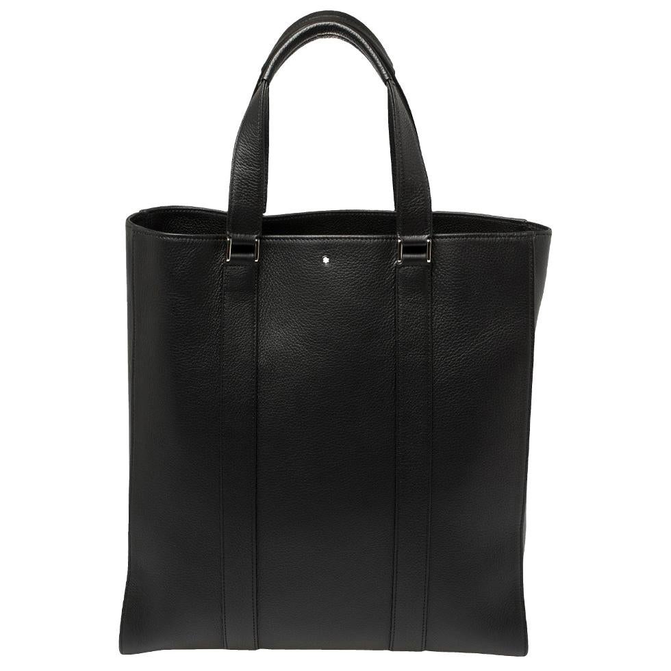 Montblanc Black Soft Grain Leather Meisterstuck Slim Tote