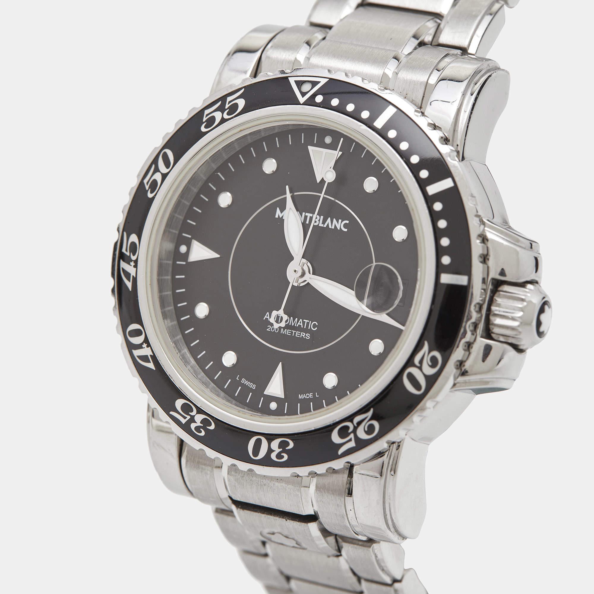 Montblanc Black Stainless Steel Meisterstuck 7145 Men's Wristwatch 41 mm 1