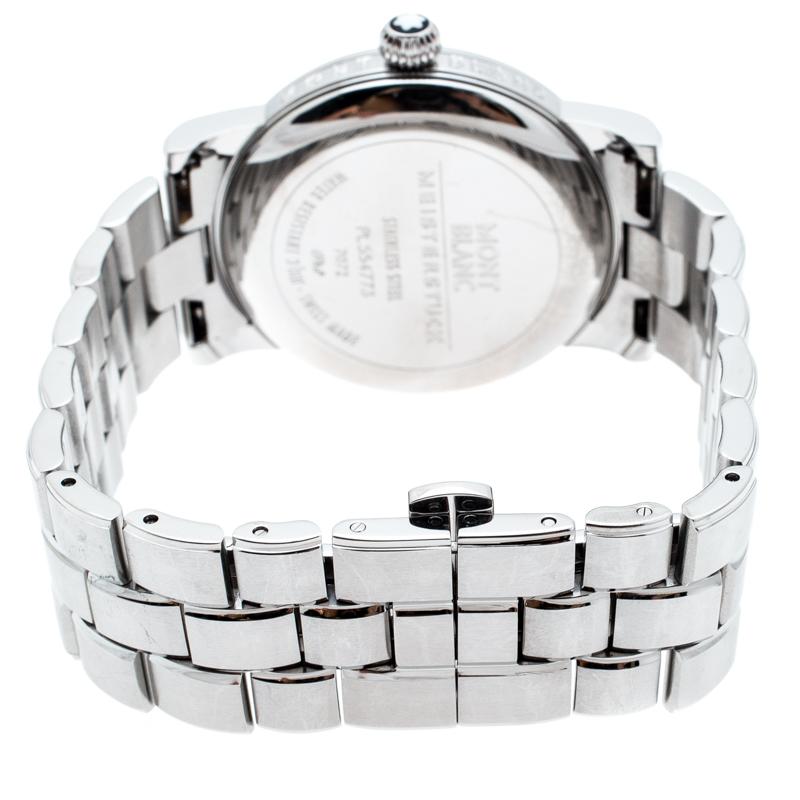 Montblanc Montre-bracelet pour homme en acier inoxydable noir Star 7072 40 mm en vente 2