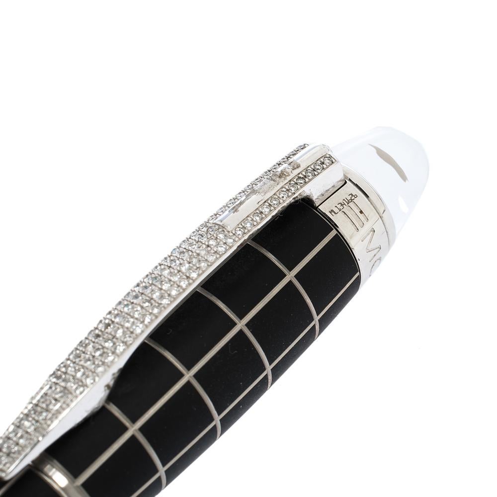 Montblanc Black StarWalker Rubber Resin Silver Tone Diamond Fineliner Pen In Good Condition In Dubai, Al Qouz 2