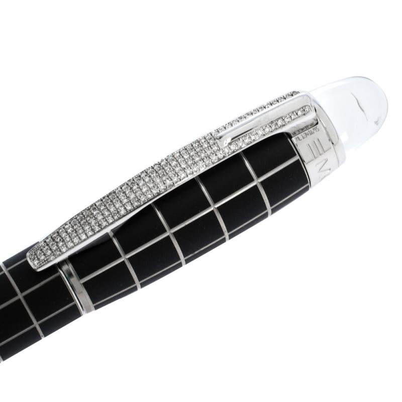 Gray Montblanc Black StarWalker Rubber Resin Silver Tone Diamond Fineliner Pen