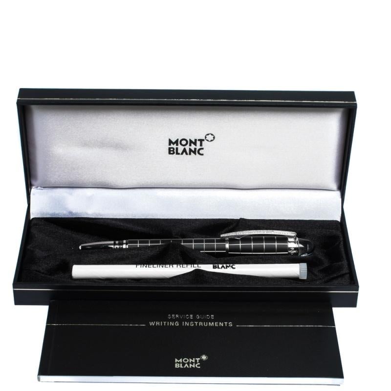 Women's Montblanc Black StarWalker Rubber Resin Silver Tone Diamond Fineliner Pen