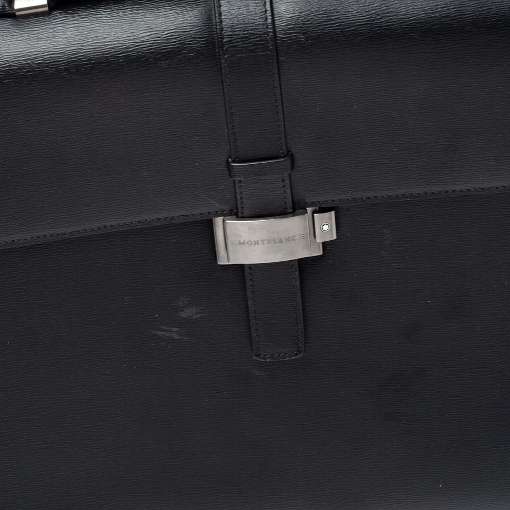 Montblanc Black Textured Leather Westside Double Gusset Briefcase 2