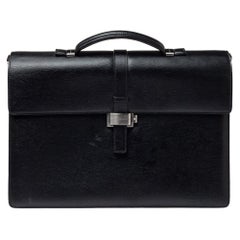 Montblanc Black Textured Leather Westside Double Gusset Briefcase