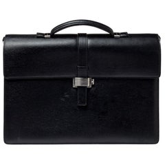 Montblanc Black Textured Leather Westside Double Gusset Briefcase