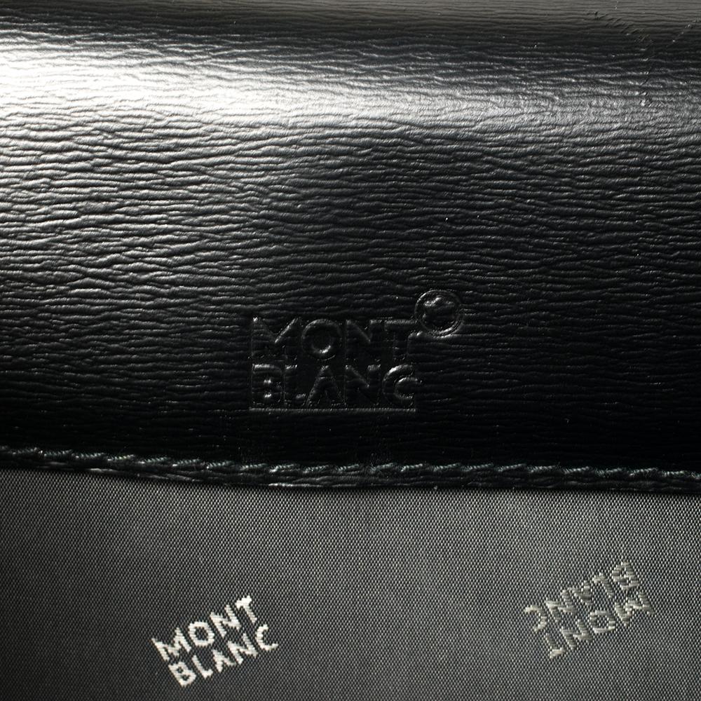 Montblanc Black Textured Leather Westside Triple Gusset Aktentasche Herren