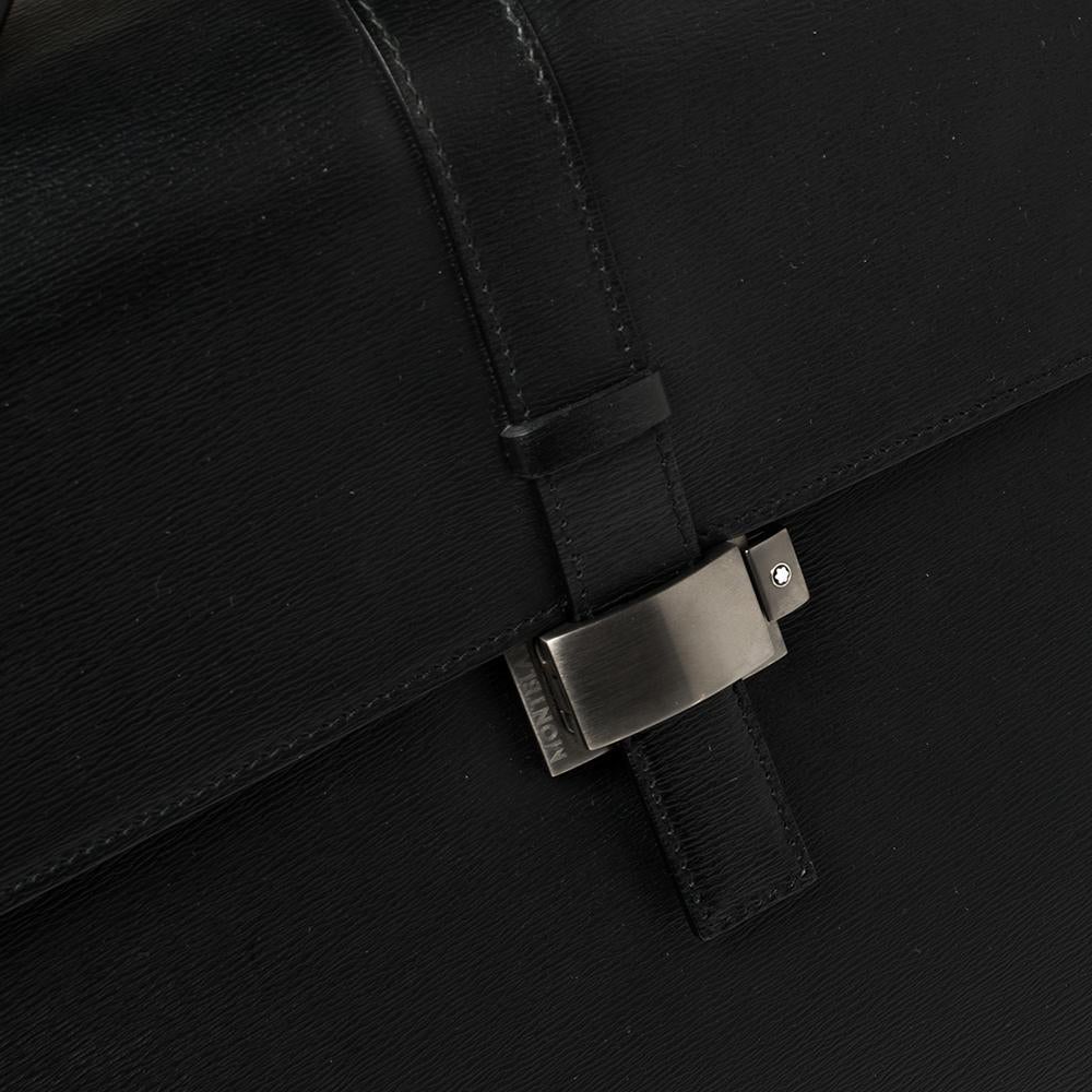 Montblanc Black Textured Leather Westside Triple Gusset Aktentasche 2