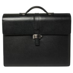 Montblanc Black Textured Leather Westside Triple Gusset Briefcase