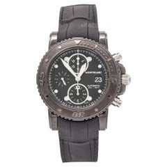 Montblanc Schwarze zweifarbige Herrenarmbanduhr aus Edelstahl und Leder 104279 