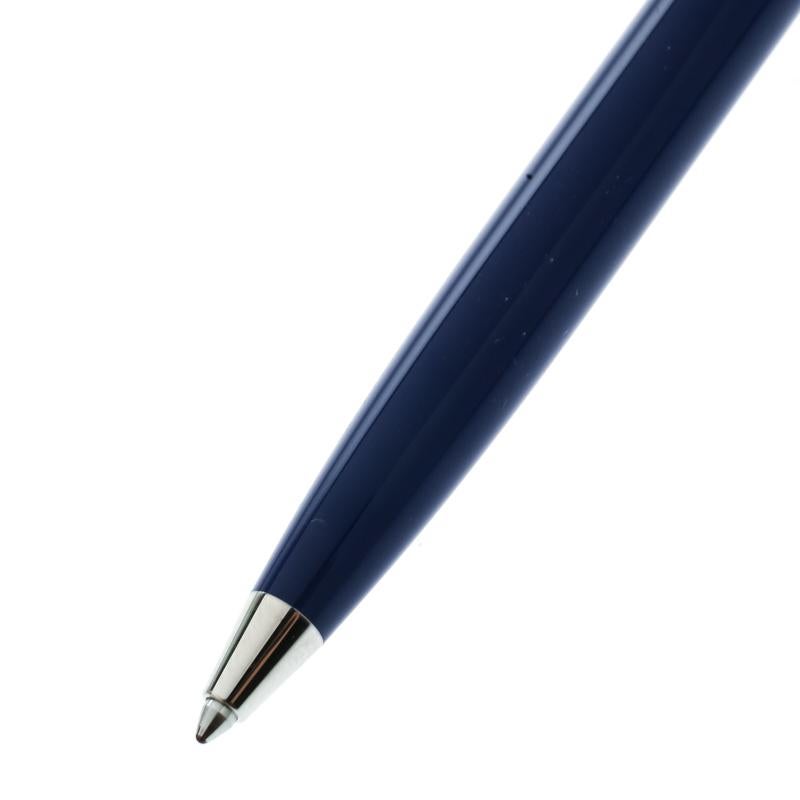 Montblanc Blue Resin Platinum Finish Ballpoint Pen In New Condition In Dubai, Al Qouz 2