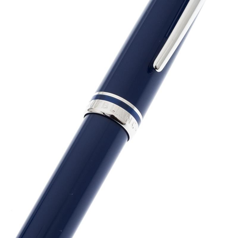 Montblanc Blue Resin Platinum Finish Ballpoint Pen In New Condition In Dubai, Al Qouz 2