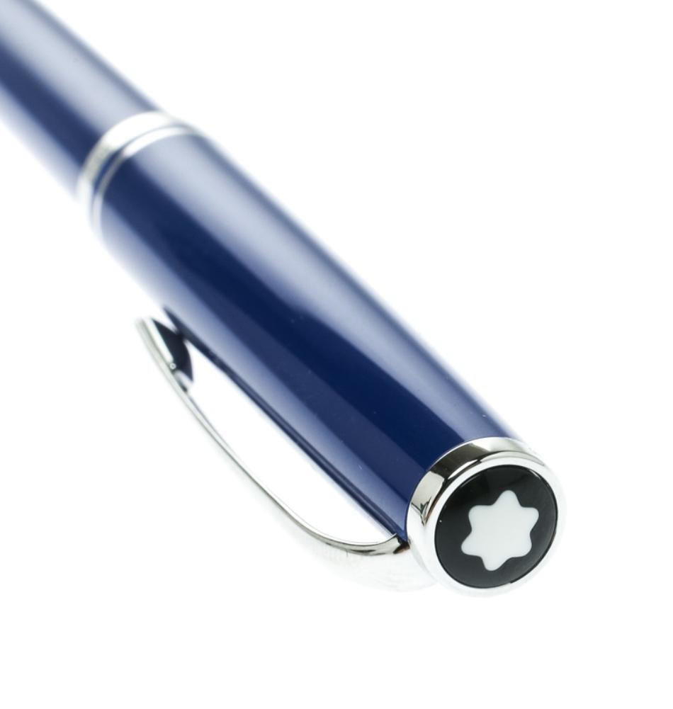 Men's Montblanc Blue Resin Platinum Finish Ballpoint Pen