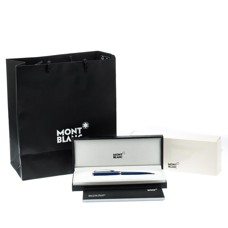 Montblanc Blue Resin Platinum Finish Ballpoint Pen 2