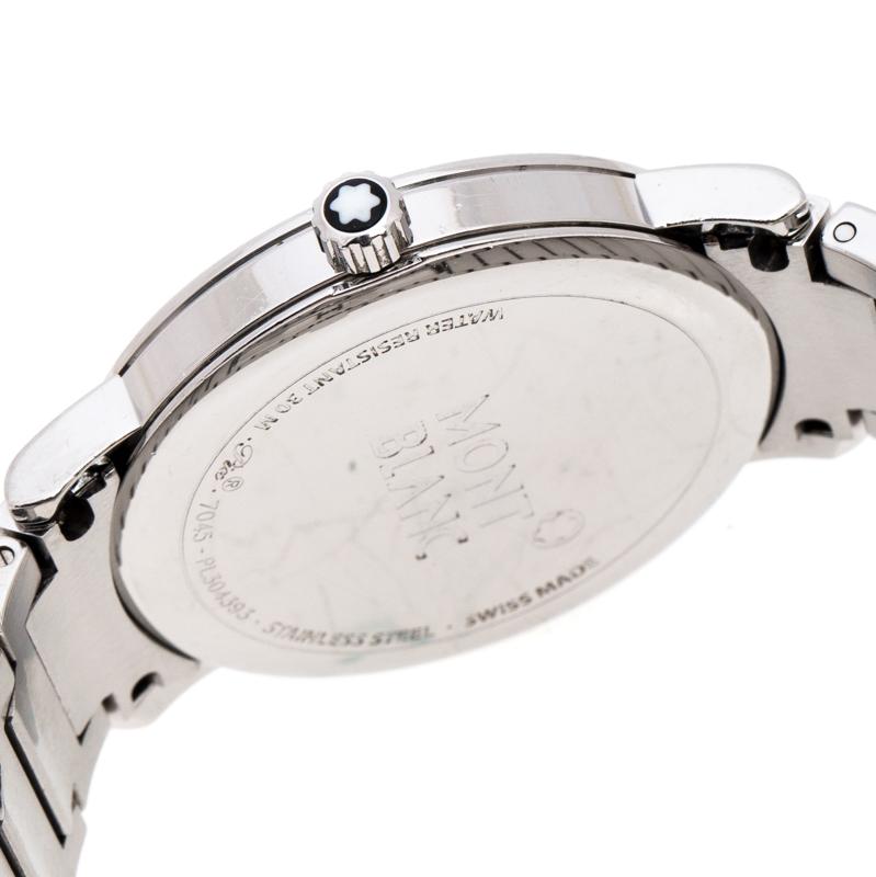 Montblanc Blue Silver White Stainless Steel Summit 7045 Men's Wristwatch 38 mm In Good Condition In Dubai, Al Qouz 2