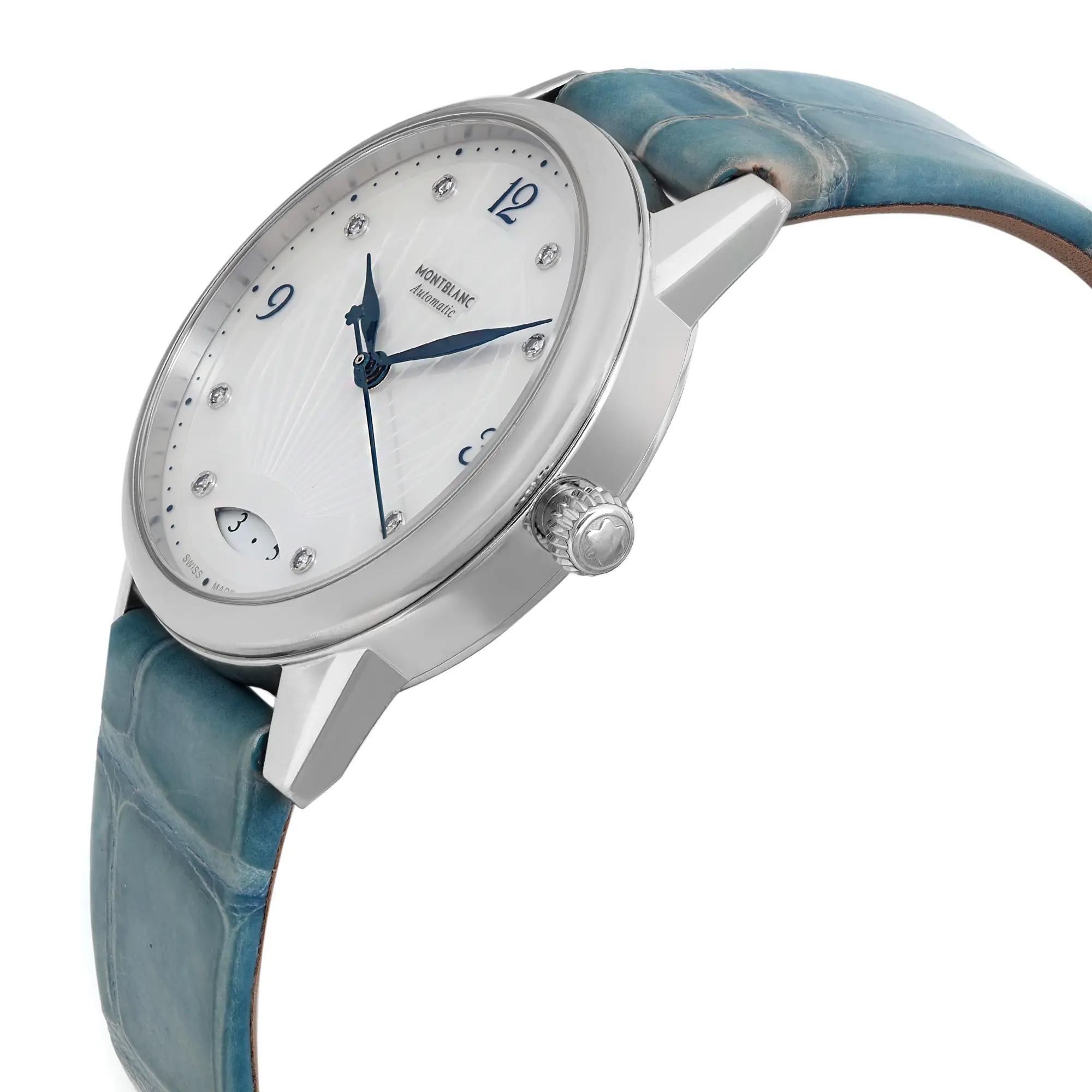 Women's Montblanc Boheme 34mm Steel MOP Diamond Dial Automatic Ladies Watch MB118651 For Sale