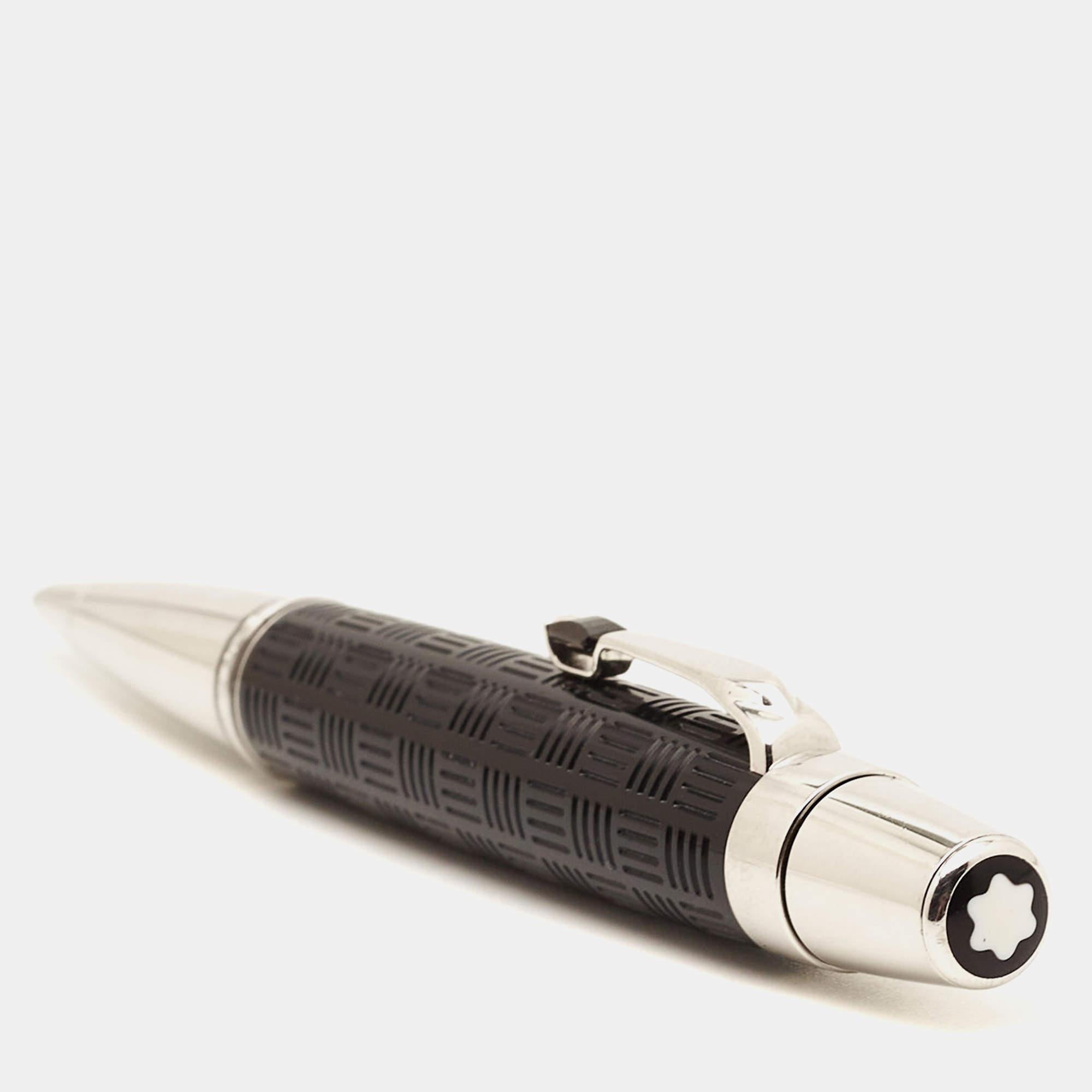Montblanc Boheme Black Resin Silver Tone Ballpoint Pen In Good Condition For Sale In Dubai, Al Qouz 2