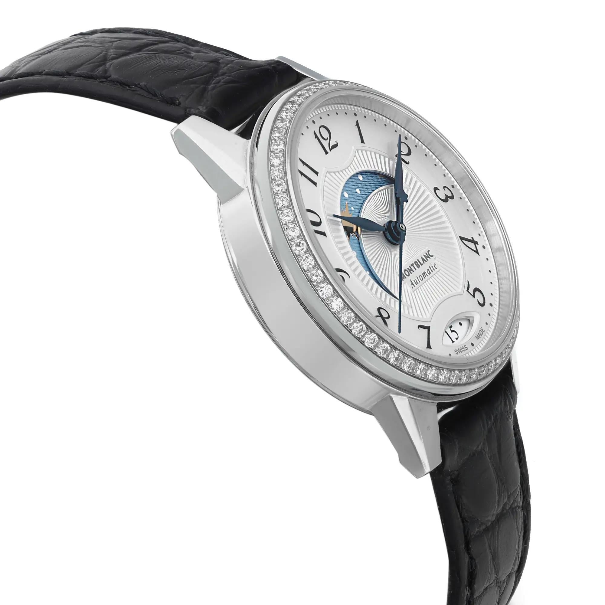 Women's Montblanc Boheme Day and Night Steel Diamond Silver Dial Automatic Watch 114732 For Sale