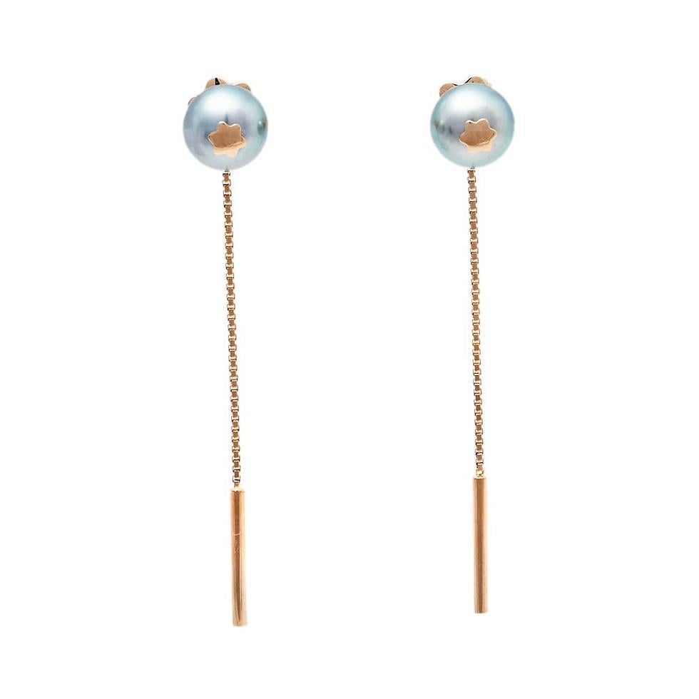 Montblanc Boheme Moongarden Grey Cultured Pearl 18K Rose Gold Earrings