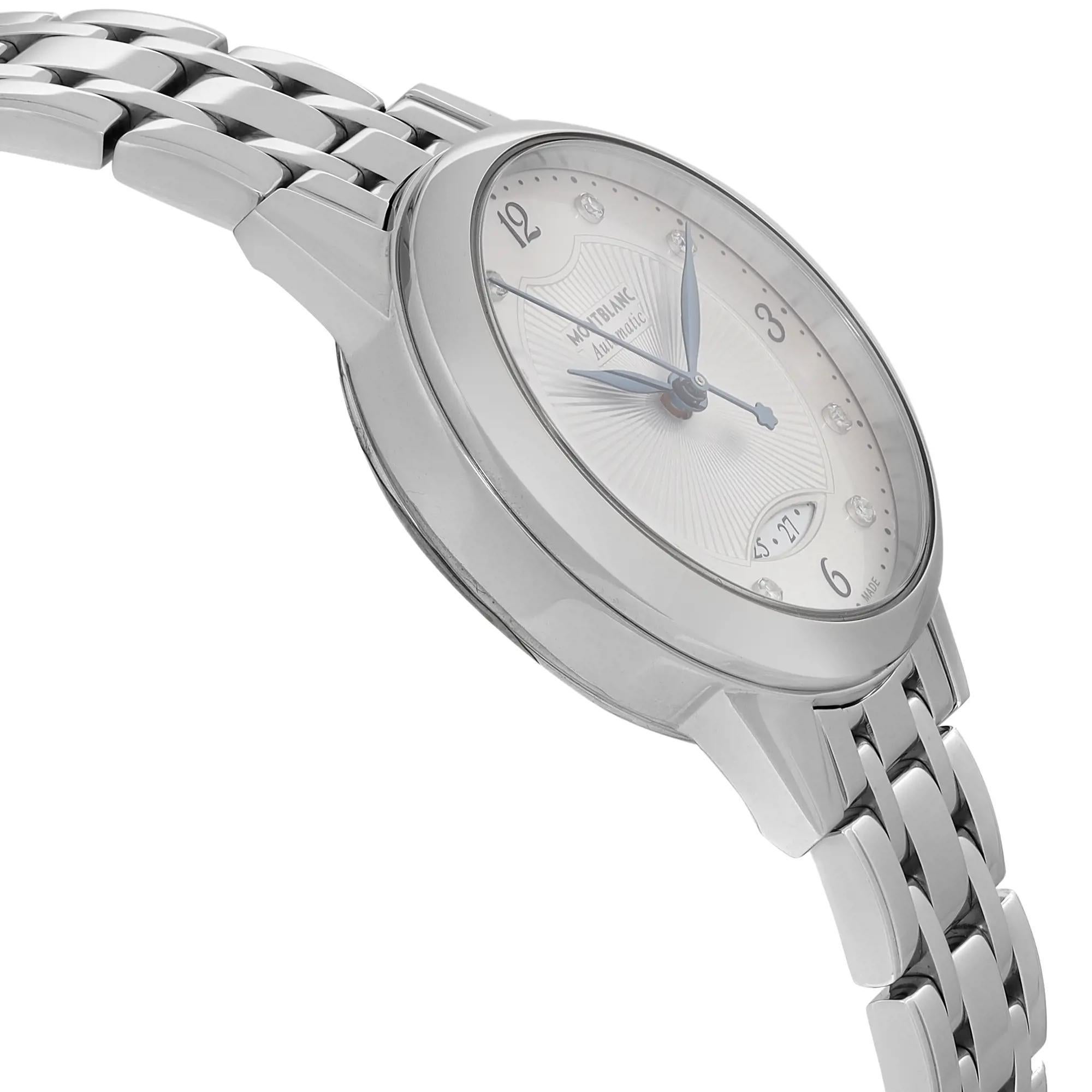 Women's Montblanc Boheme Steel Diamond White Dial Automatic Ladies Watch 116498 For Sale