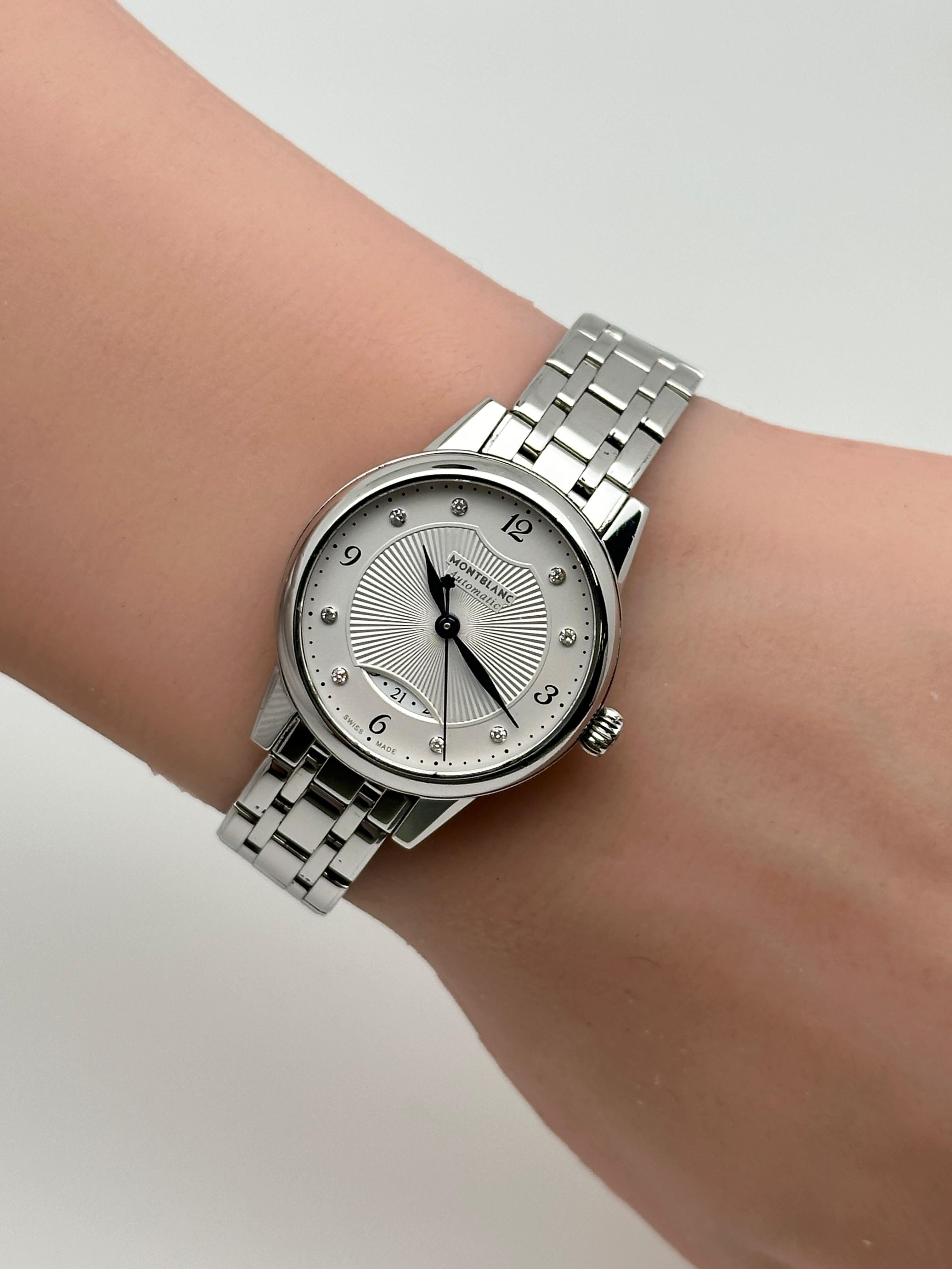 Montblanc Boheme Steel Diamond White Dial Automatic Ladies Watch 116498 For Sale 2