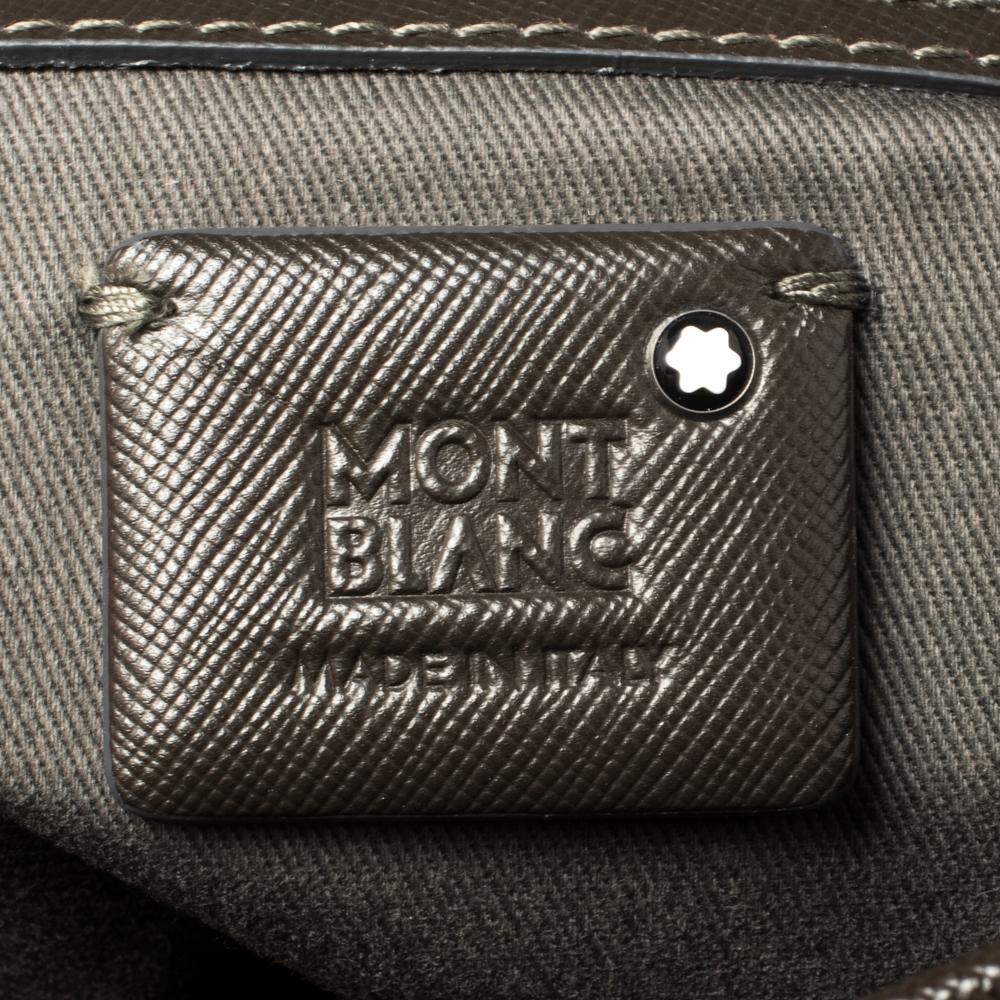 MontBlanc Brown Coated Canvas and Leather Flap Messenger Bag In New Condition In Dubai, Al Qouz 2