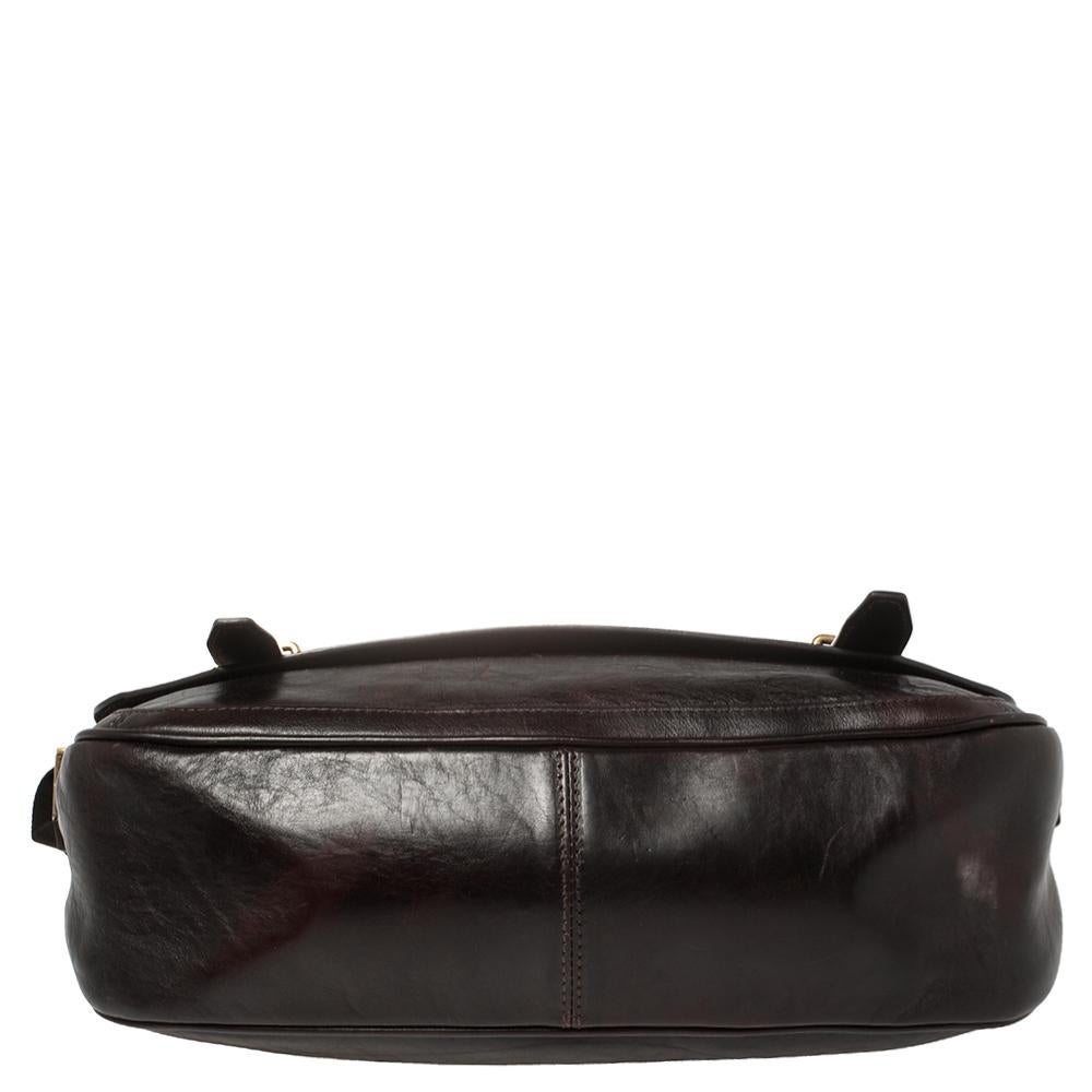 Black Montblanc Brown Leather Flap Messenger Bag