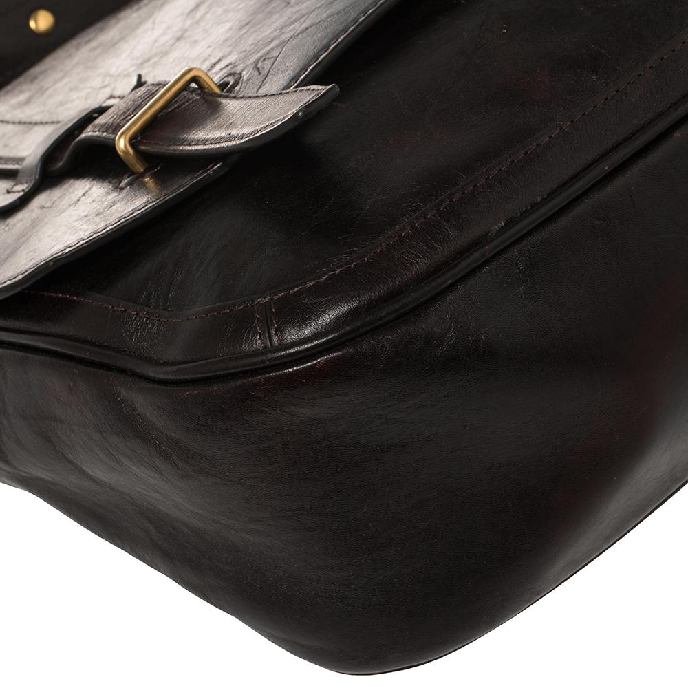 Men's Montblanc Brown Leather Flap Messenger Bag