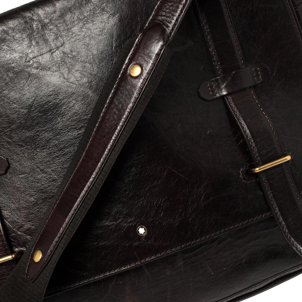 Montblanc Brown Leather Flap Messenger Bag 2