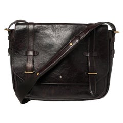 Montblanc Brown Leather Flap Messenger Bag