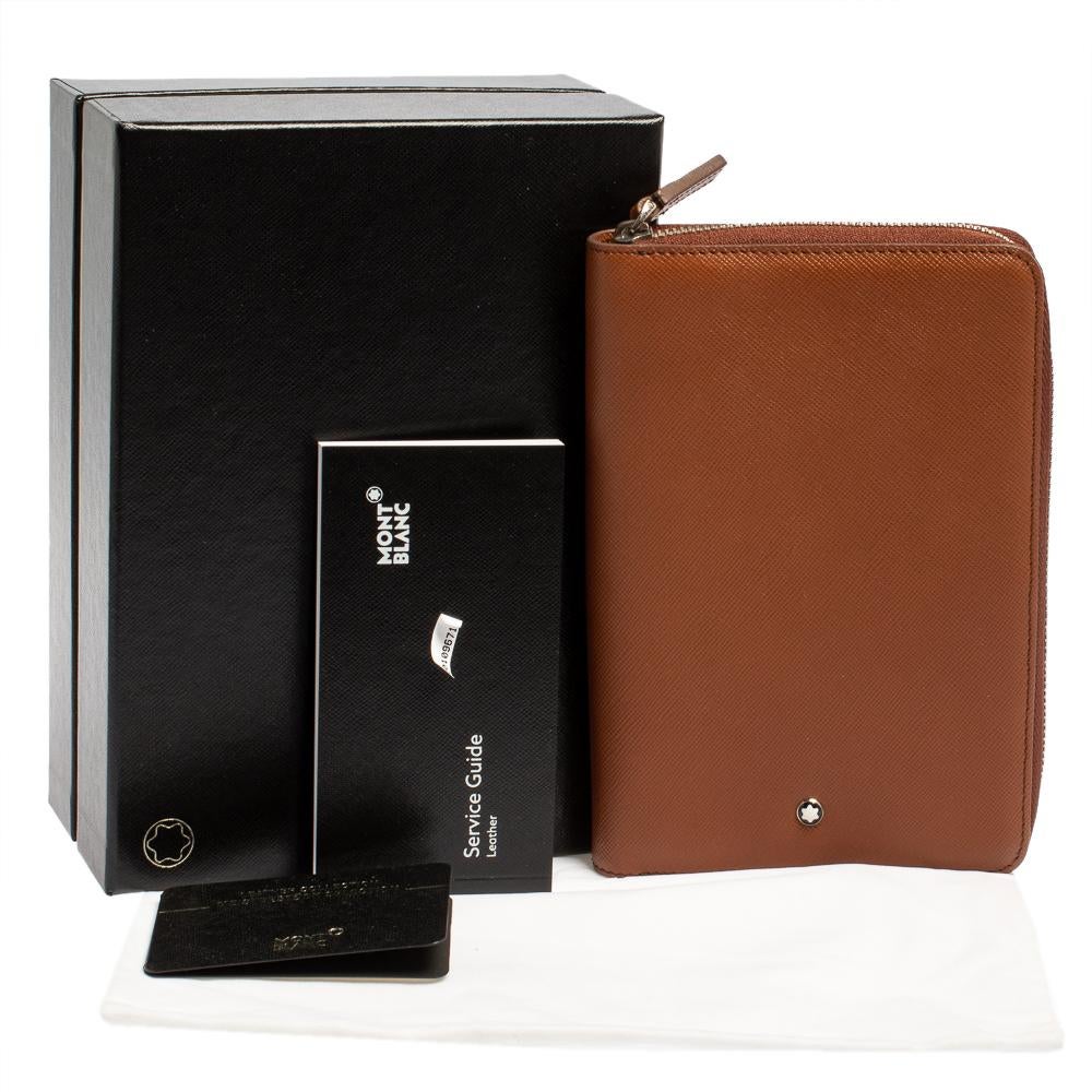 Organiseur d' Agenda Montblanc en cuir marron avec fermeture éclair 1