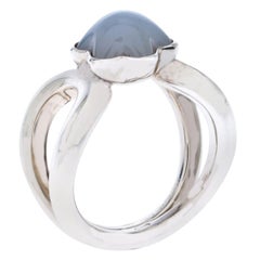 Montblanc Cabochon de Montblanc Milky Quartz Silver Ring Size 50