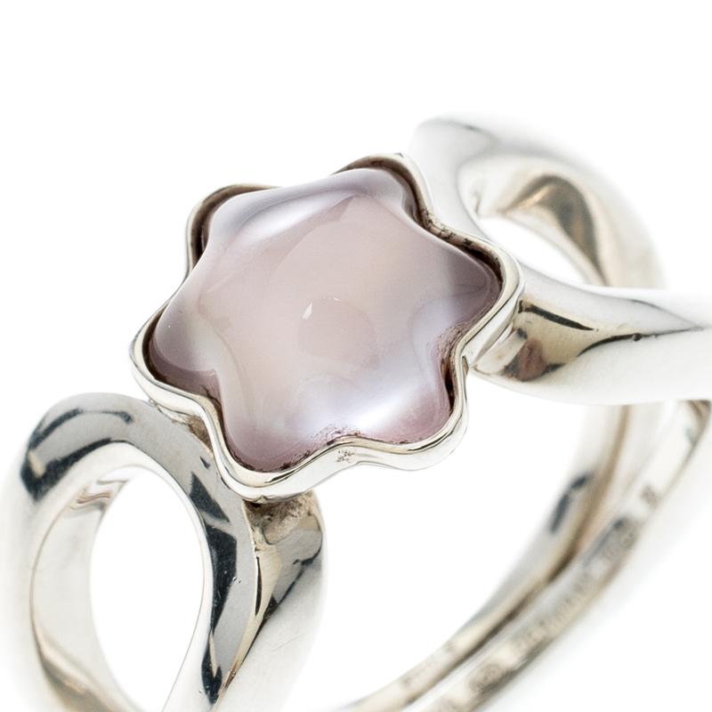 Montblanc Cabochon de Montblanc Rose Quartz Silver Ring Size 50 Damen