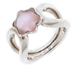 Montblanc Cabochon de Montblanc Rose Quartz Silver Ring Size 52