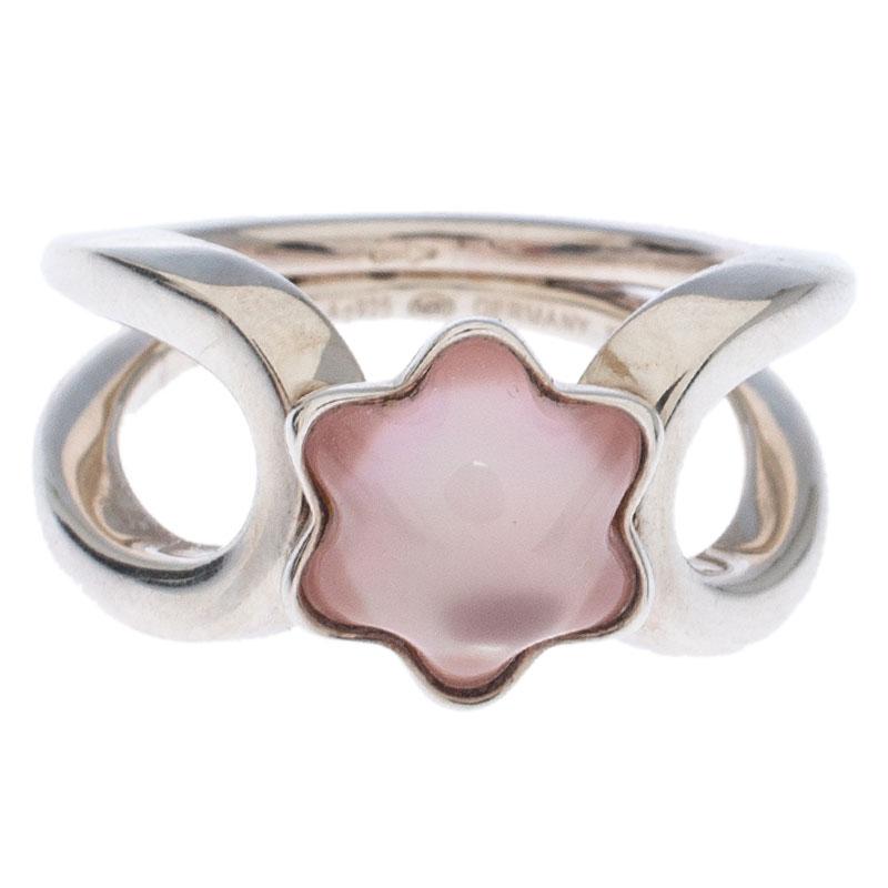 This ring from Montblanc is inspired by the brand’s emblem. A sterling silver band loops onto itself, and supports the feminine rose quartz stone at the head. A simple and elegant ring, this is sure to become a regular part of your wardrobe.