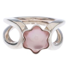 Montblanc Cabochon de Montblanc Rose Quartz Silver Ring Size 54