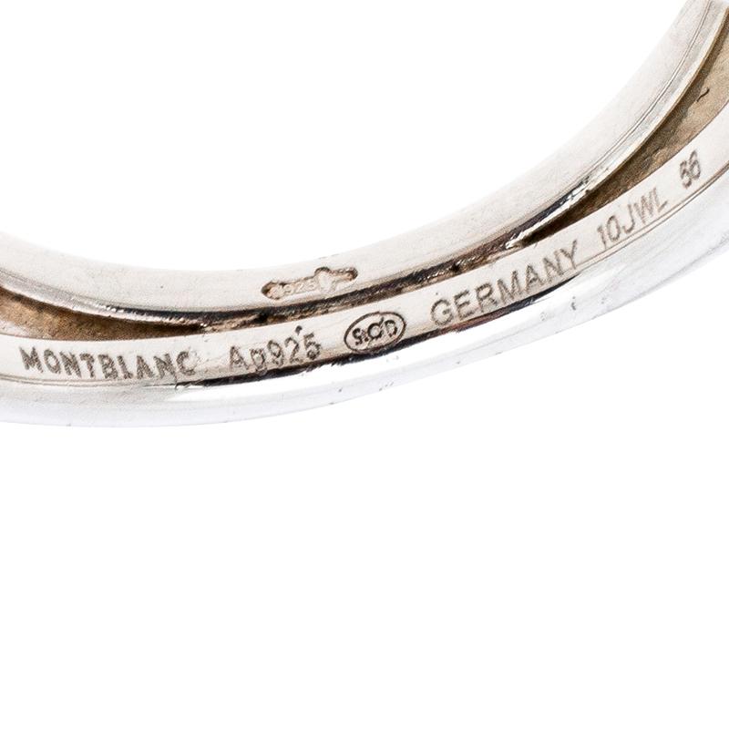 Montblanc Cabochon de Montblanc Rose Quartz Silver Ring Size 56 In Good Condition In Dubai, Al Qouz 2