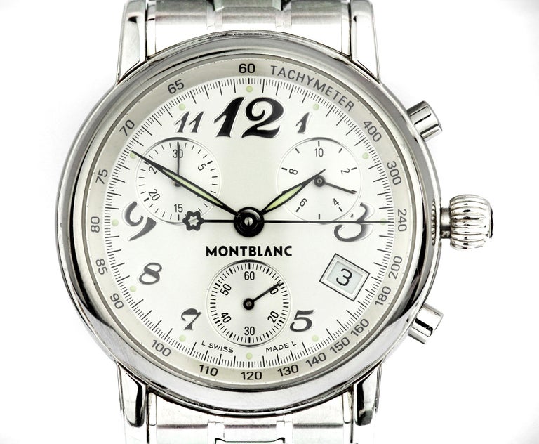 Montblanc Chronograph Star Tachymeter Watch 7038, Quartz, Swiss, Steel