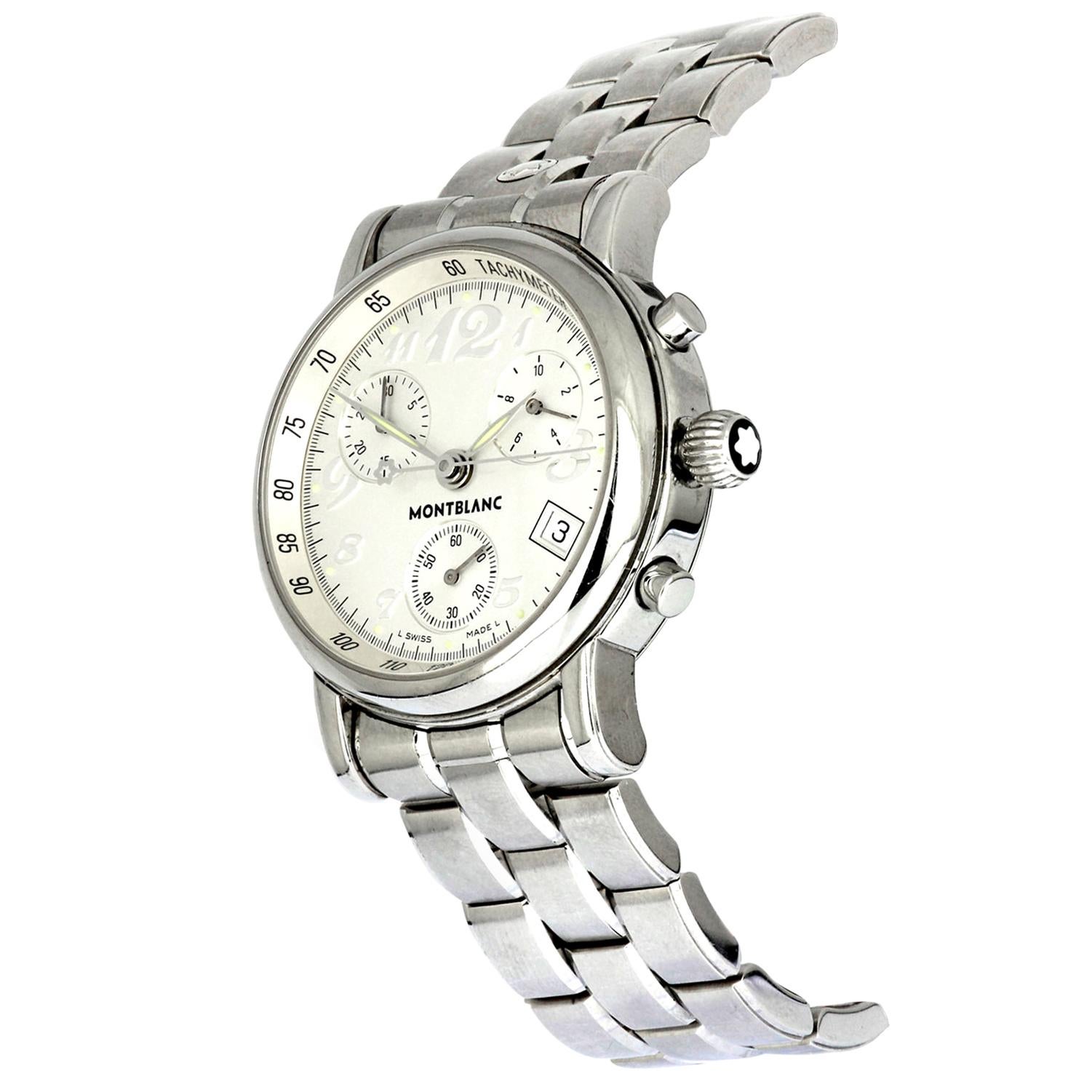 Montblanc Chronograph Star Tachymeter Watch 7038, Quartz, Swiss, Steel