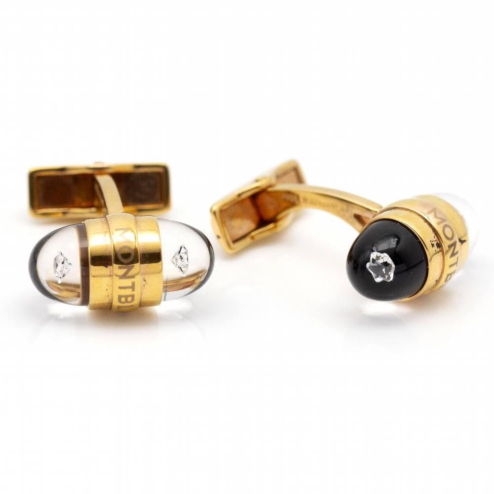 Cufflinks in Rose Gold for men : 18kt Rose Gold : 15,38 grams : Methacrylate with 4 Diamonds in exclusive MONTBLANC Cut : These cufflinks are in excellent condition, with no visible wear and tear.  Ref.: D359132VN