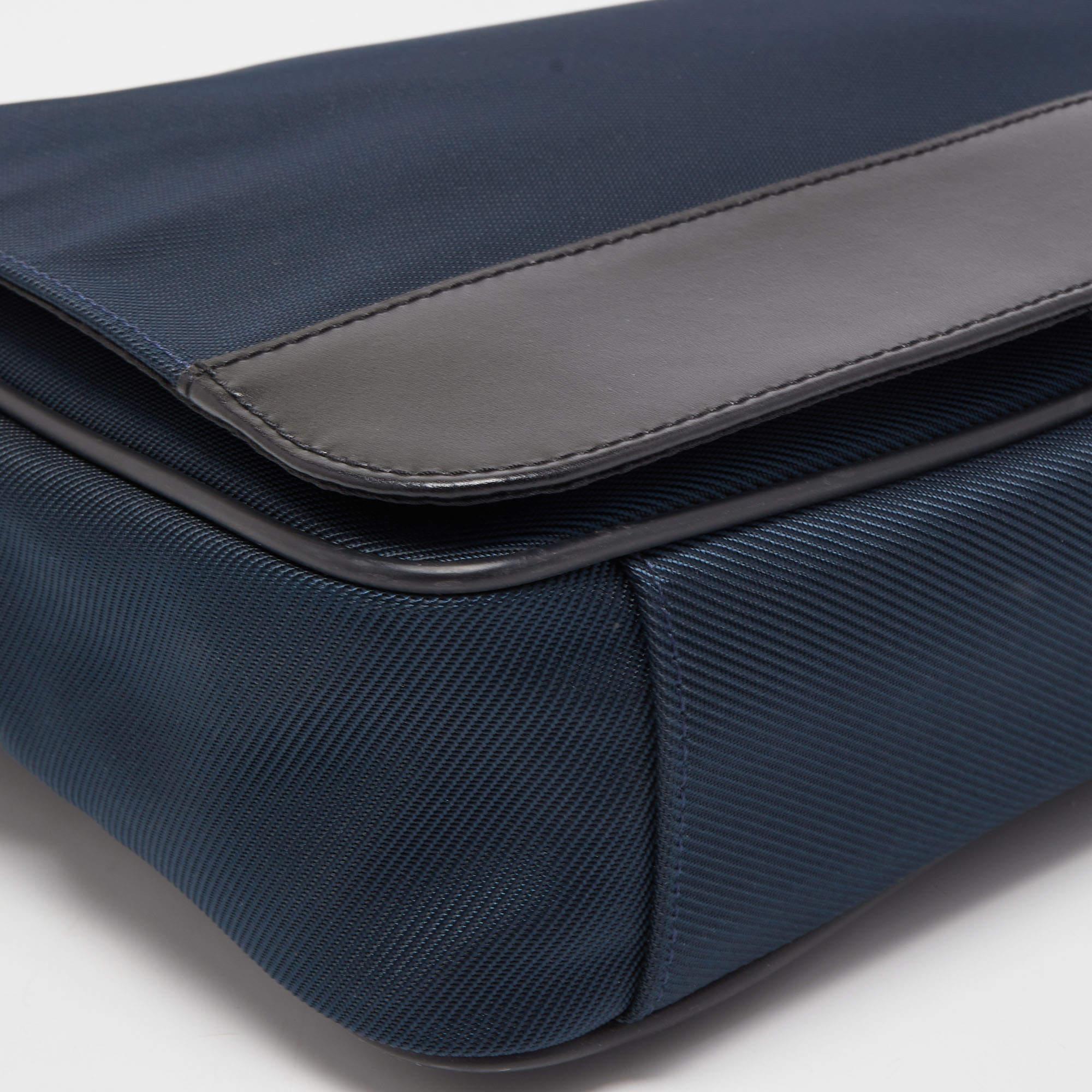 Montblanc Dark Blue/Black Nylon and Leather Nightflight Messenger Bag 1