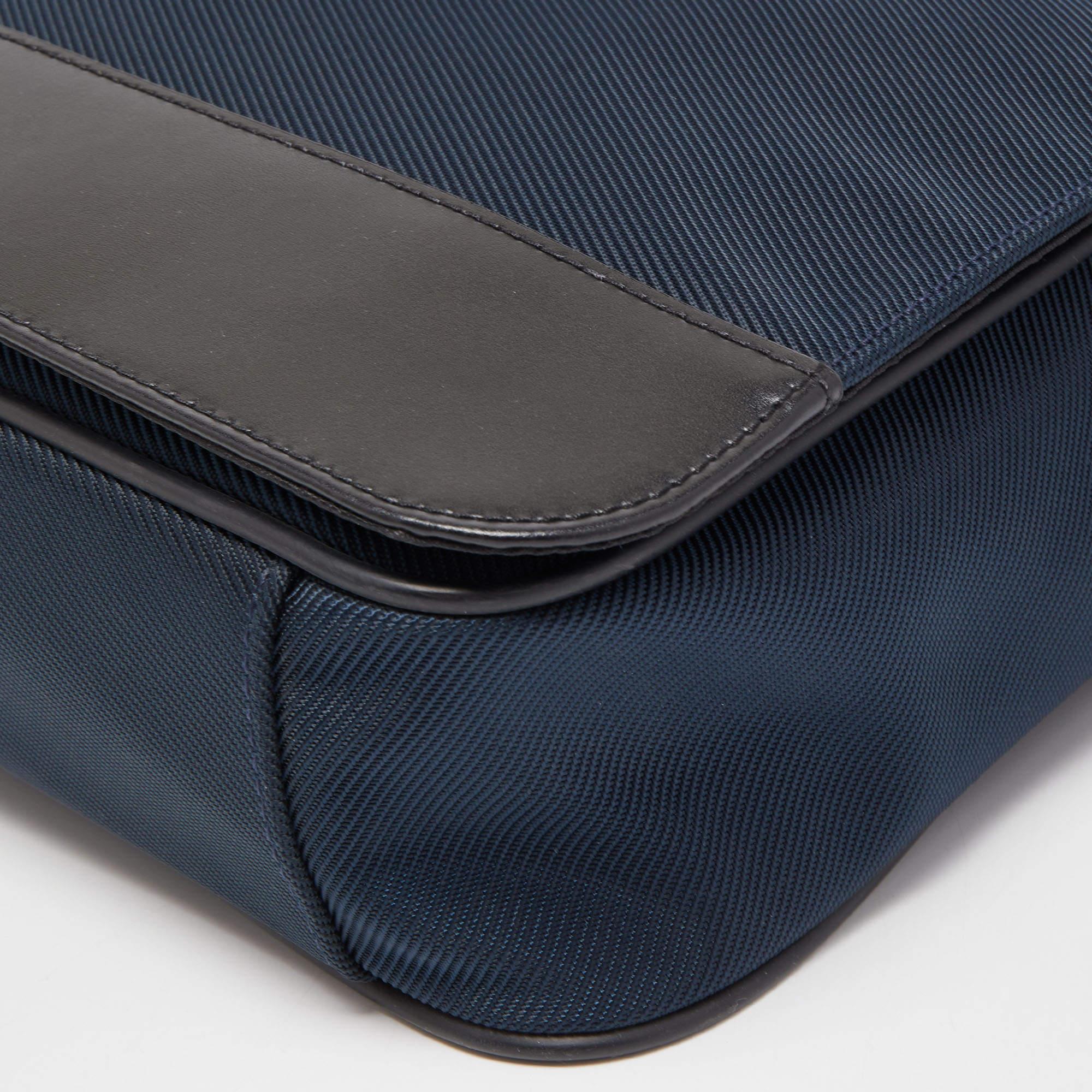 Montblanc Dark Blue/Black Nylon and Leather Nightflight Messenger Bag 2