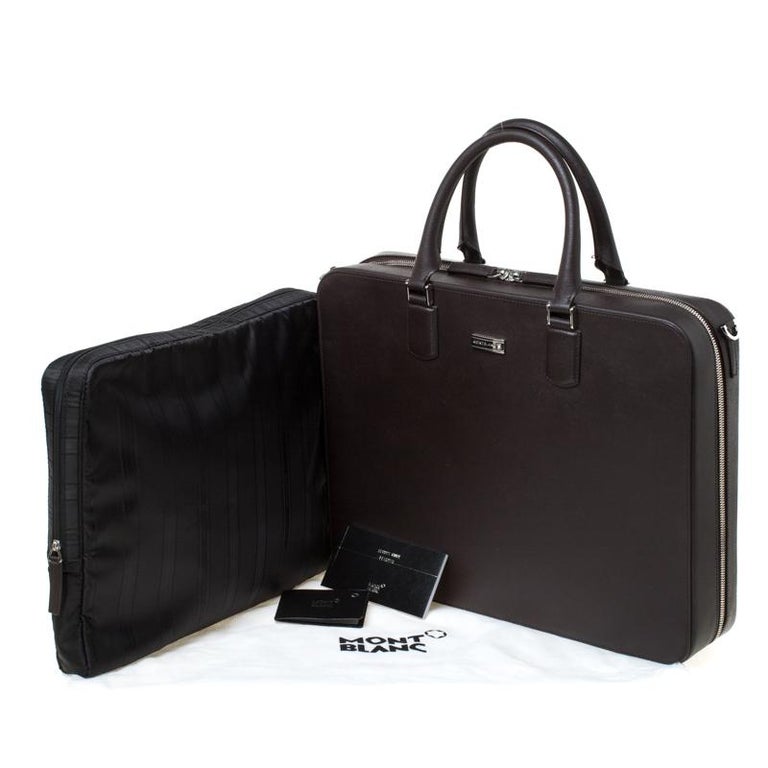 Montblanc Dark Brown Leather Briefcase For Sale at 1stDibs